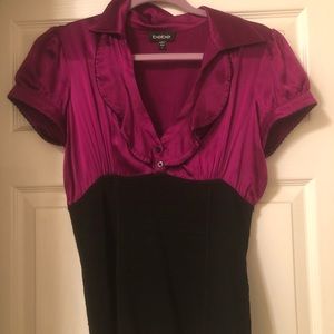 Bebe, satin and knit top
